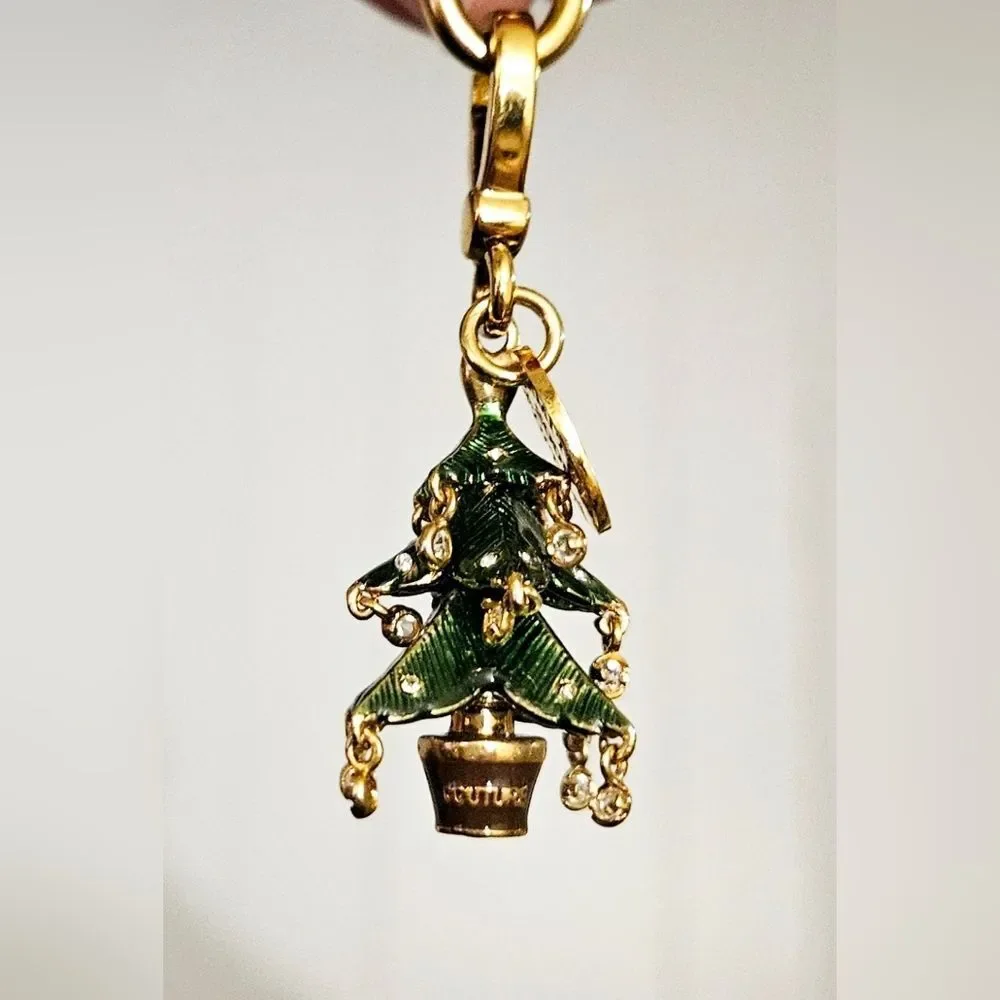Juicy Couture Limited Edition Christmas Tree Gem Ornaments Gold Heart Bracelet - Picture 6 of 12